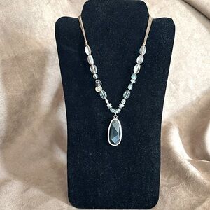 Silpada Sterling Silver Green Glass Pendant Necklace